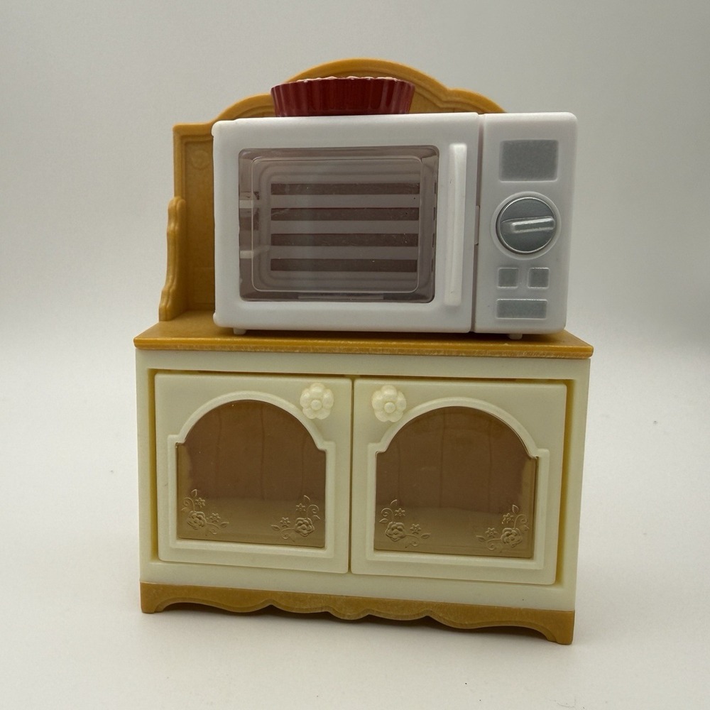 Calico Critters Miniature Microwave and Cabinet Furniture